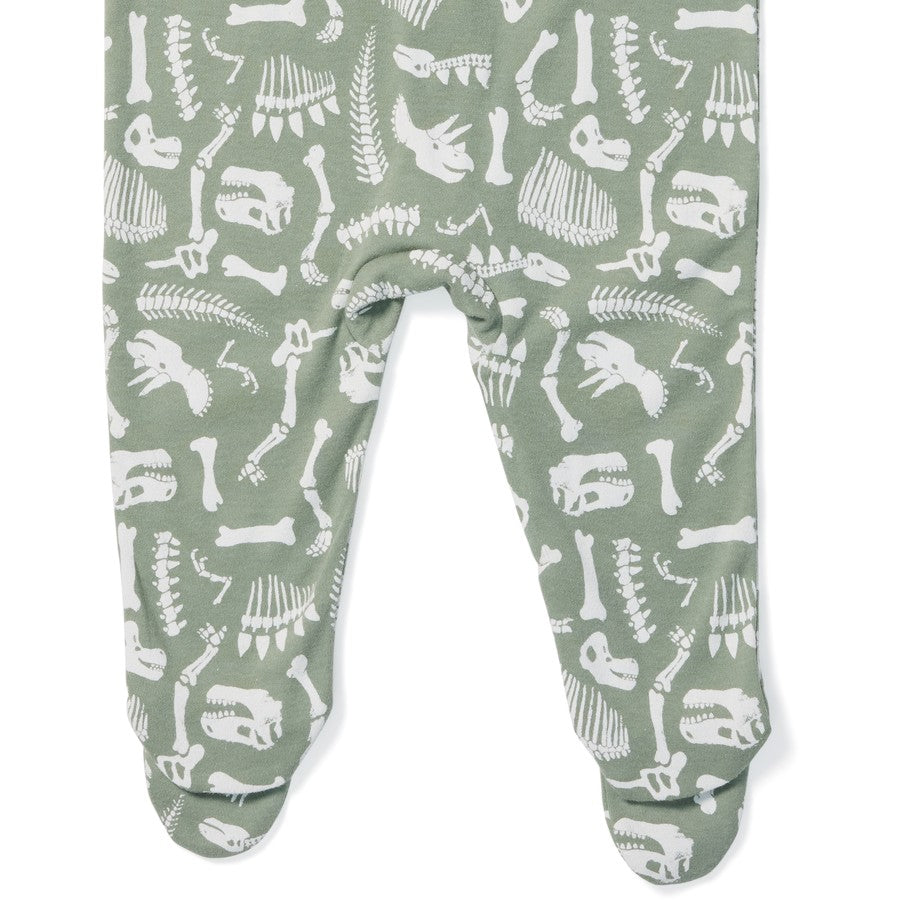 Dymples Baby Organic Cotton Print Zip Coverall - Sage Green