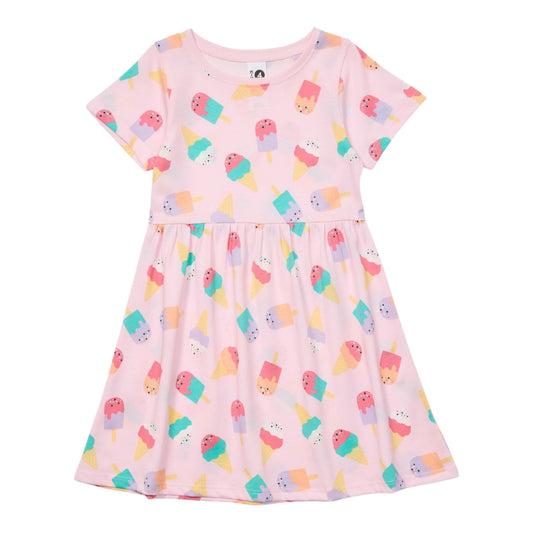 K-D Kids All Over Print Jersey Dress - Pink