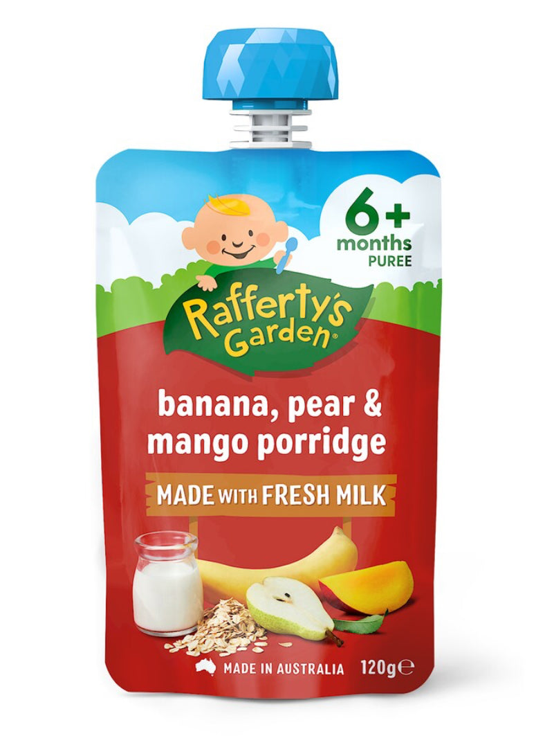 Rafferty's Garden Banana Pear & Mango Porridge Baby Food Pouch 6+ Months 120g