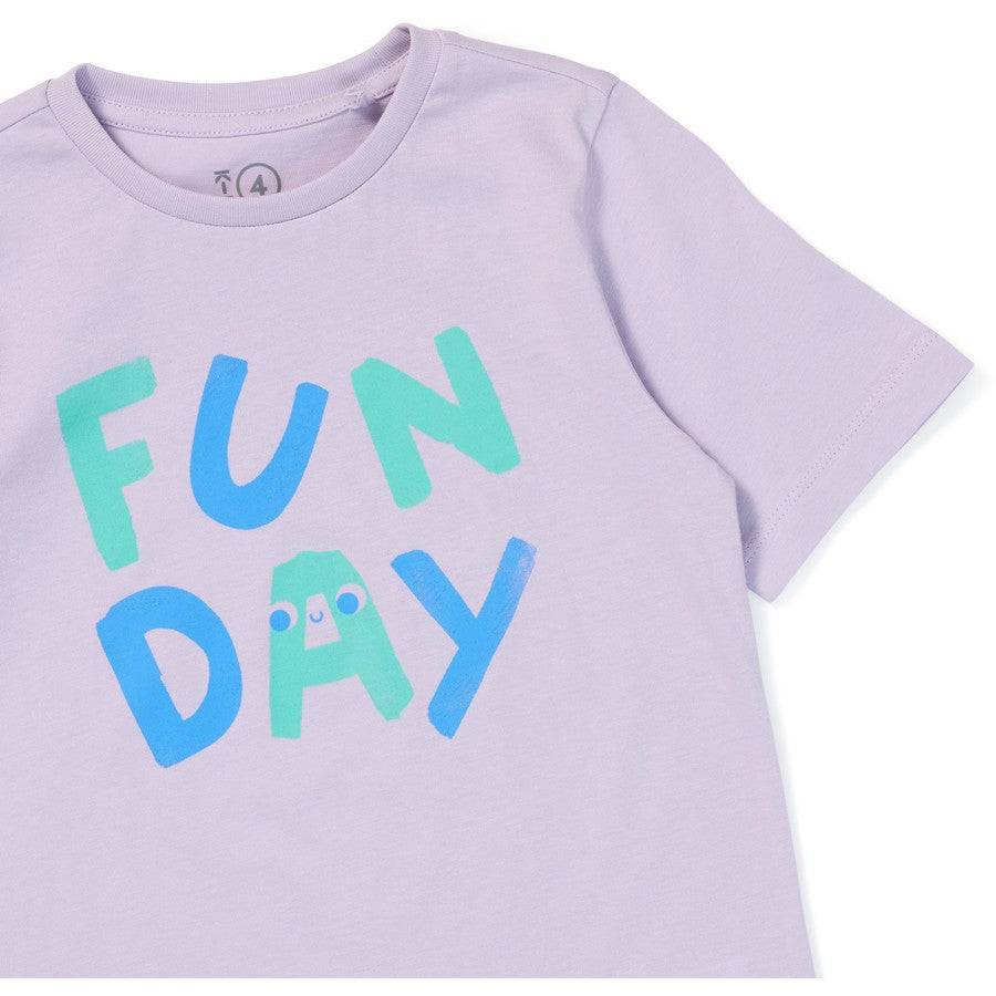 K-D Kids Print Short Sleeve Tee - Pastel Lilac