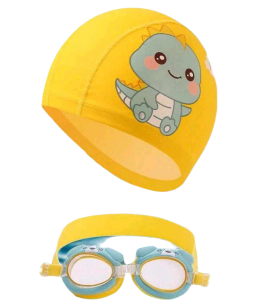 Kids swimming with wet and dry separation + 2pcs cartoon swimming goggles and cap