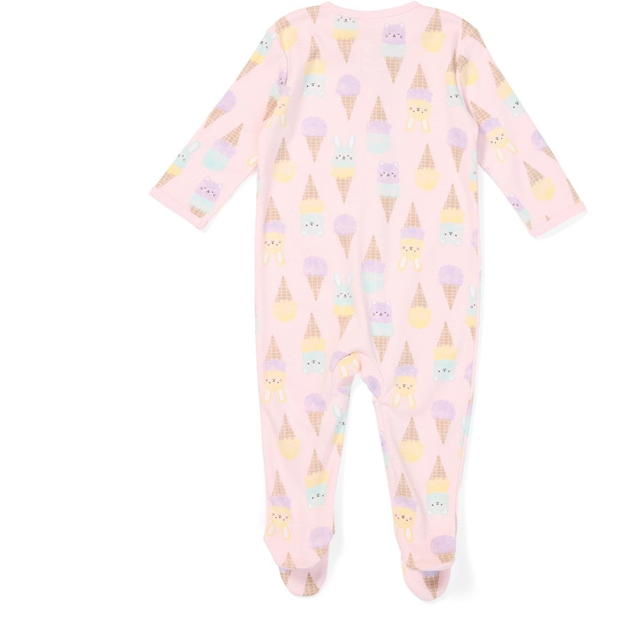 Dymples Baby Ice Cream Print Organic Cotton Coverall - Pink