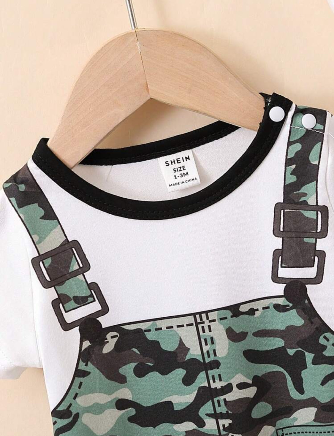 Baby Boys' Fashionable Casual Camouflage Round Neck Short Sleeve Romper For Summer