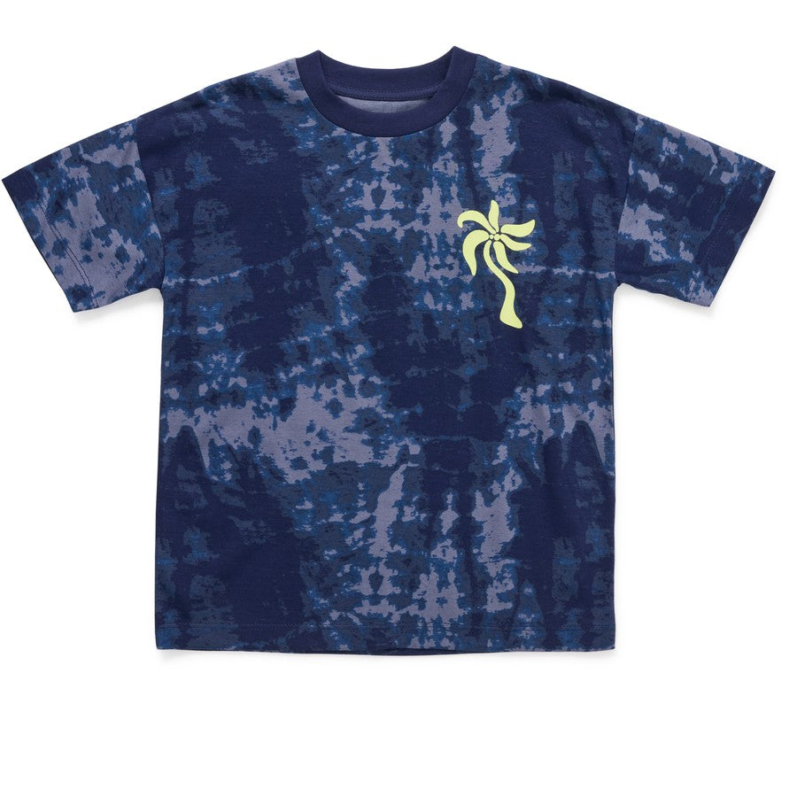 K-D Kids Palm Print Tie Dye Tee - Navy