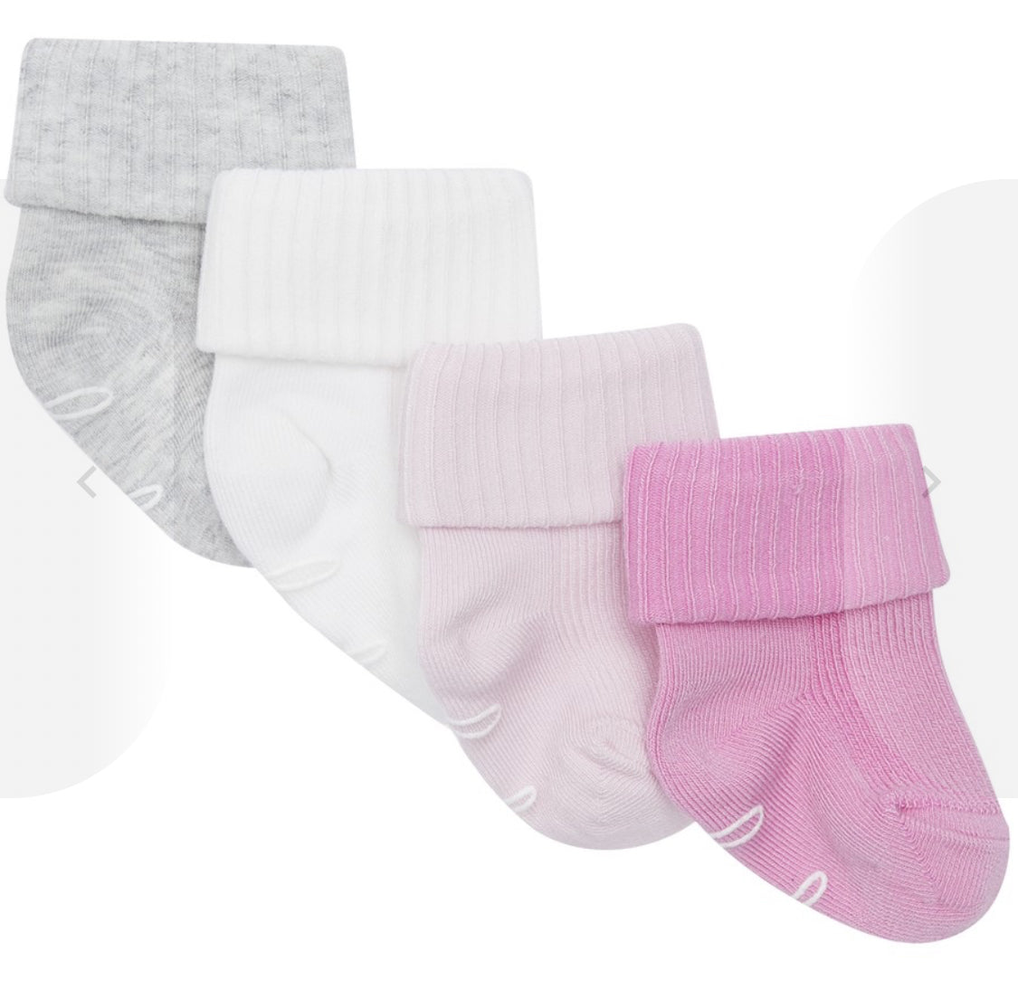 Bonds Baby Bamboo Cuff Socks 4 Pack - Pink & Neutral - Size 000