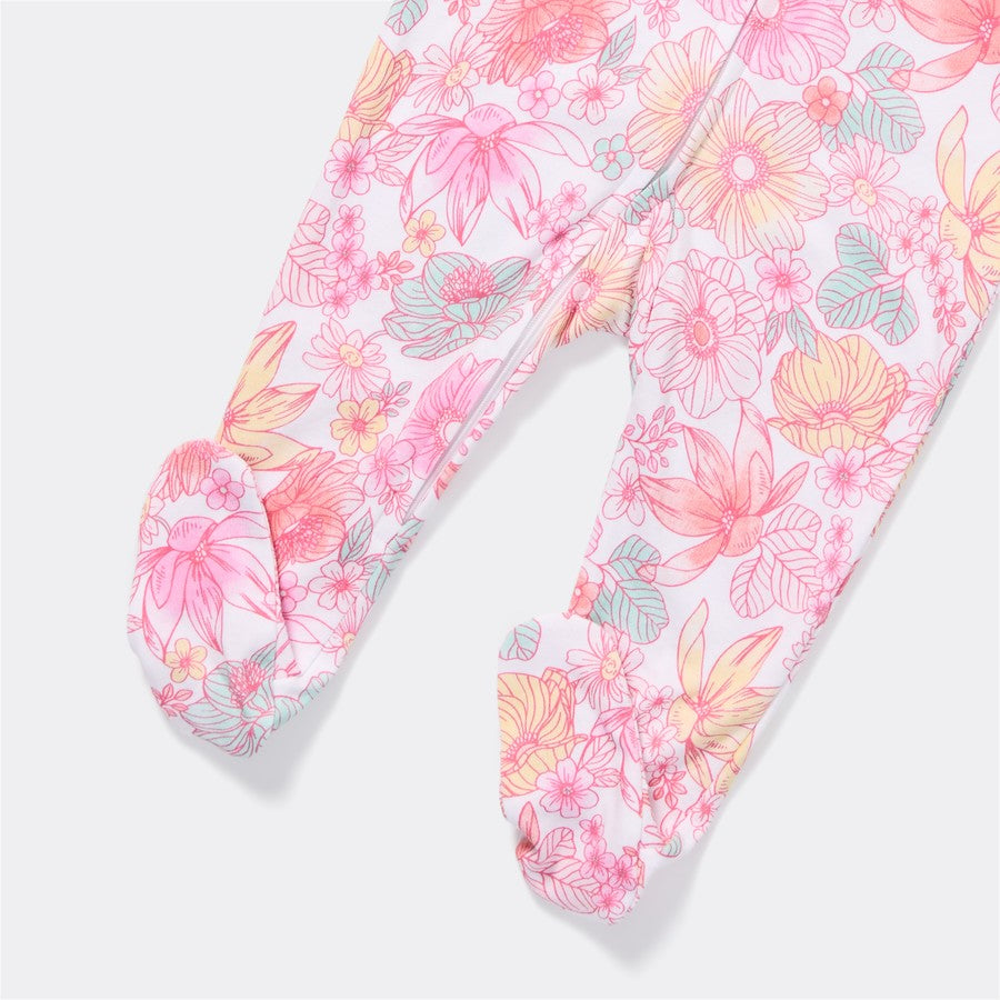 Dymples Baby Floral Print Zip Coverall - Pastel Pink