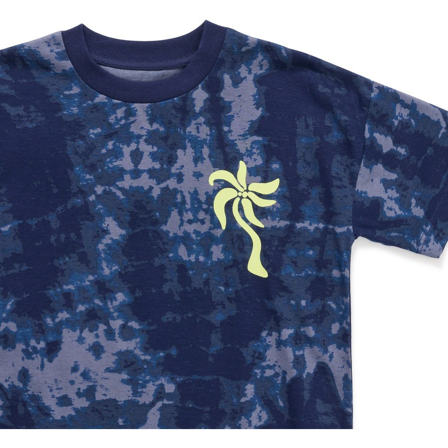 K-D Kids Palm Print Tie Dye Tee - Navy