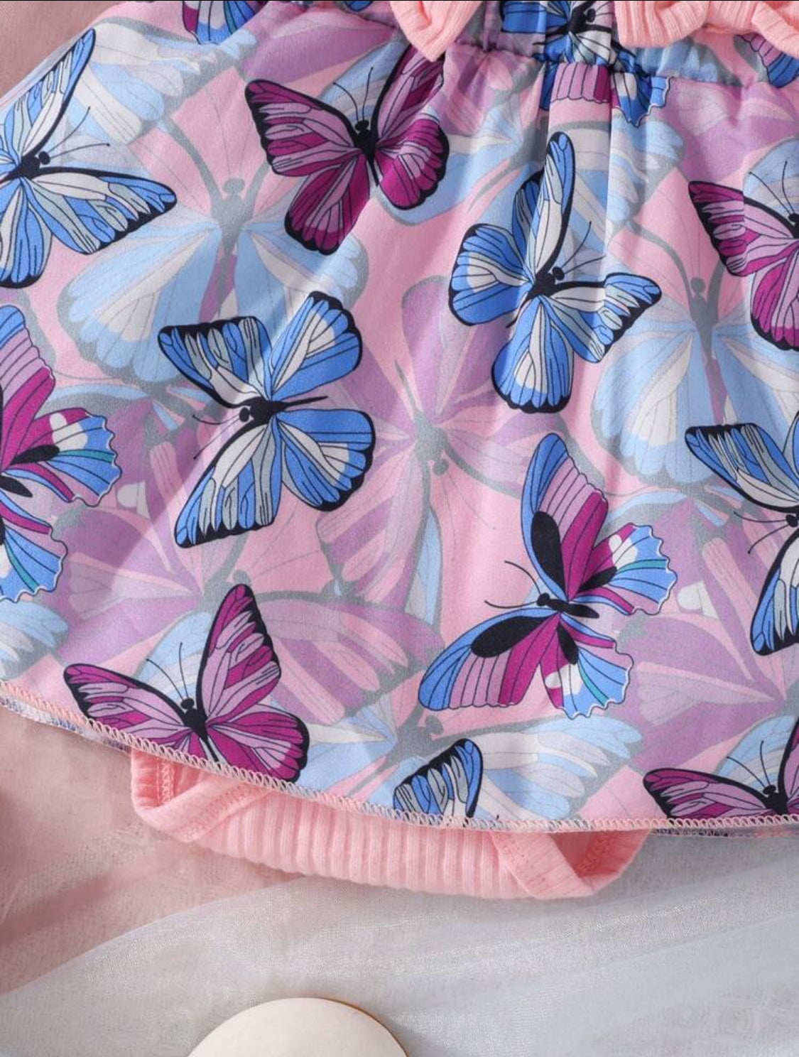 Summer Baby Girls Short Sleeve Cute Butterfly Printed Skirted Bodysuit