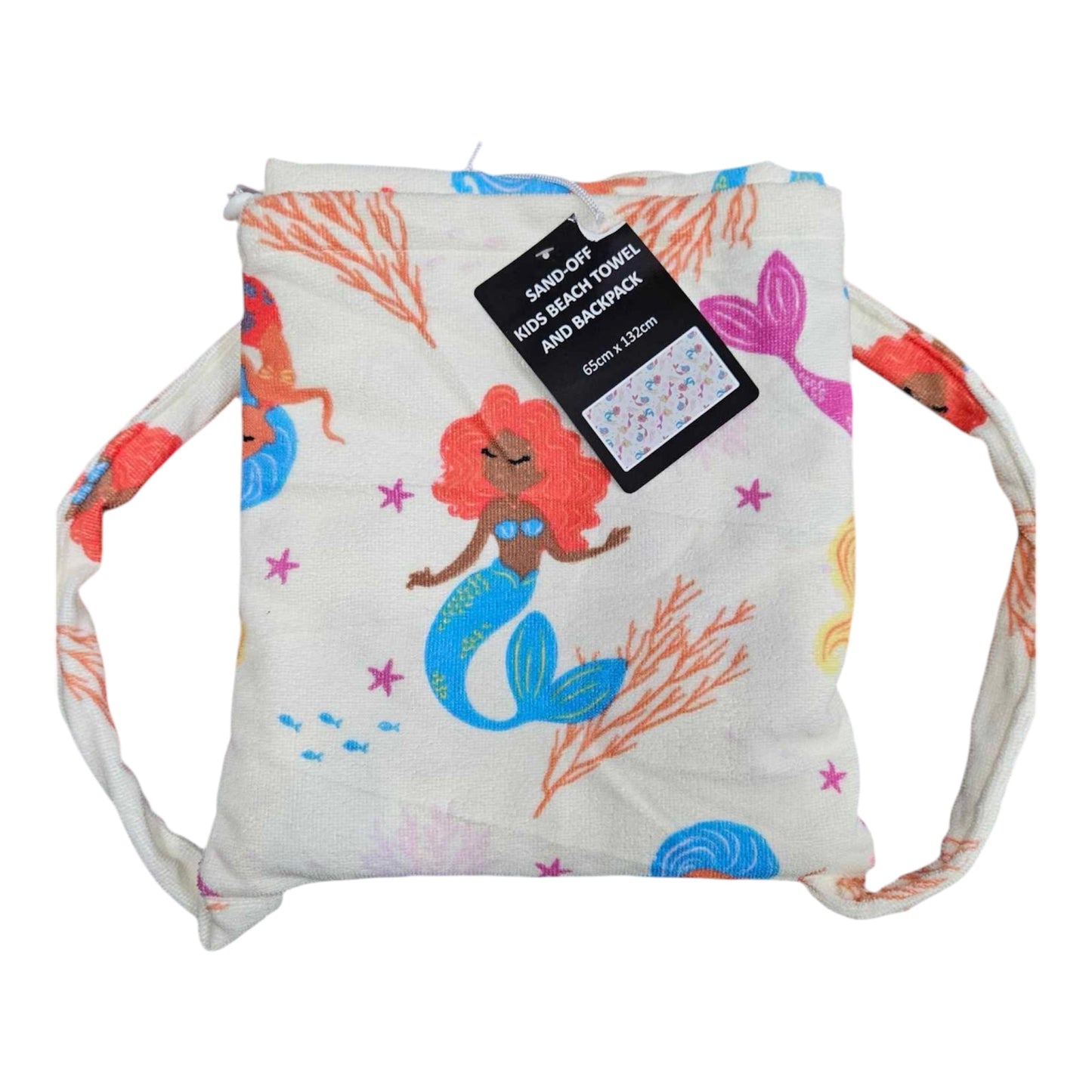 Sand-off kids beach towel & backpack