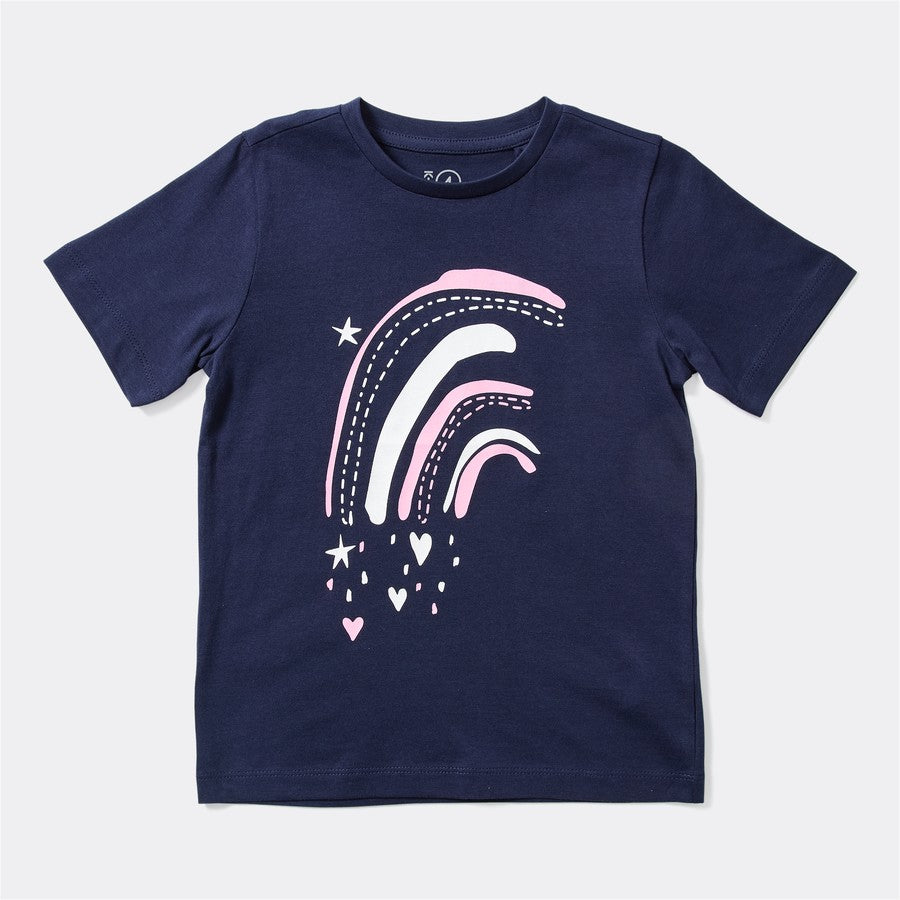 K-D Kids Rainbow Print Tee - Peacoat