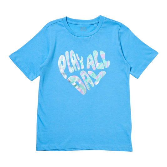 K-D Kids Play All Day Foil Print Tee - Blue