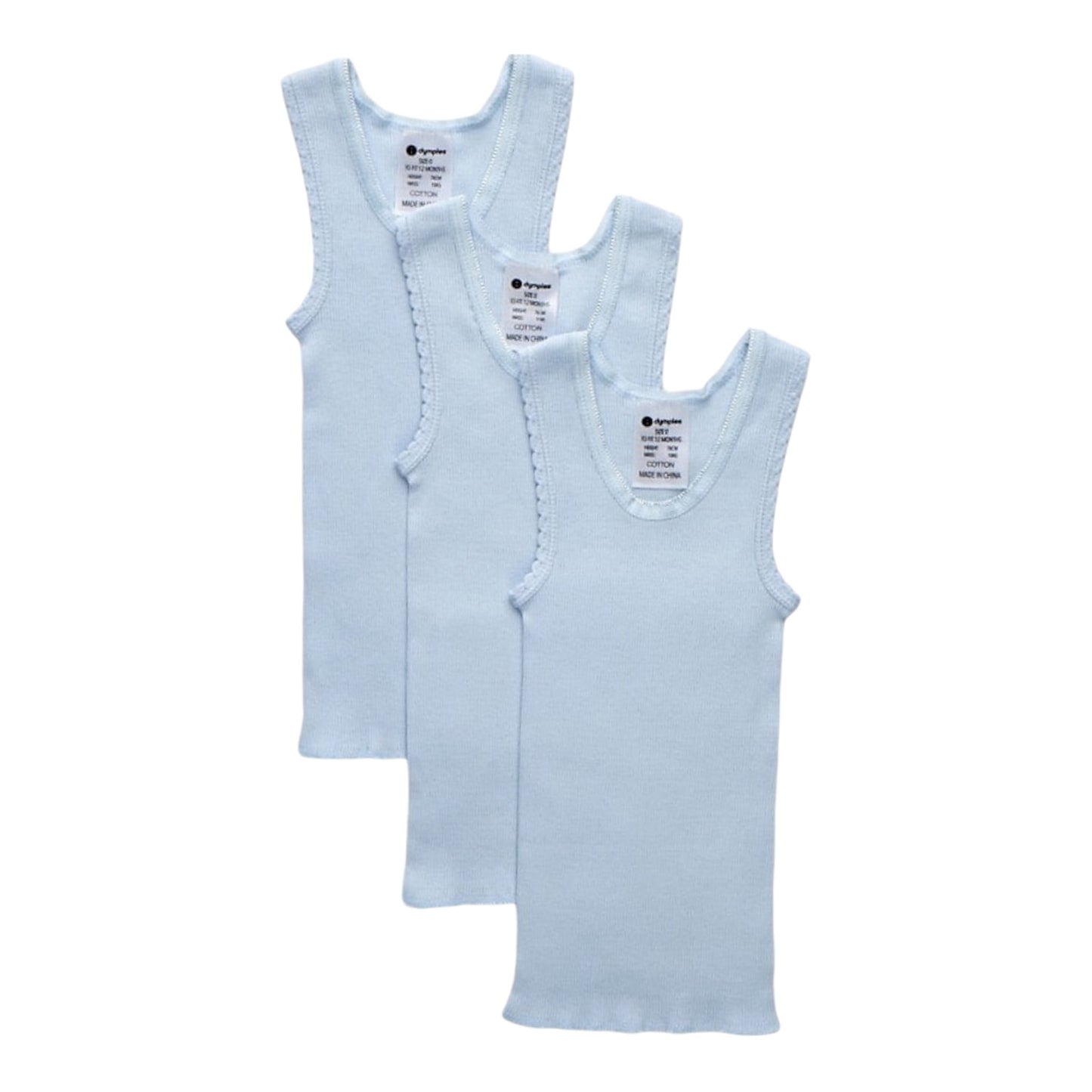 Dymples Baby Rib Singlets 3 Pack- Newborn