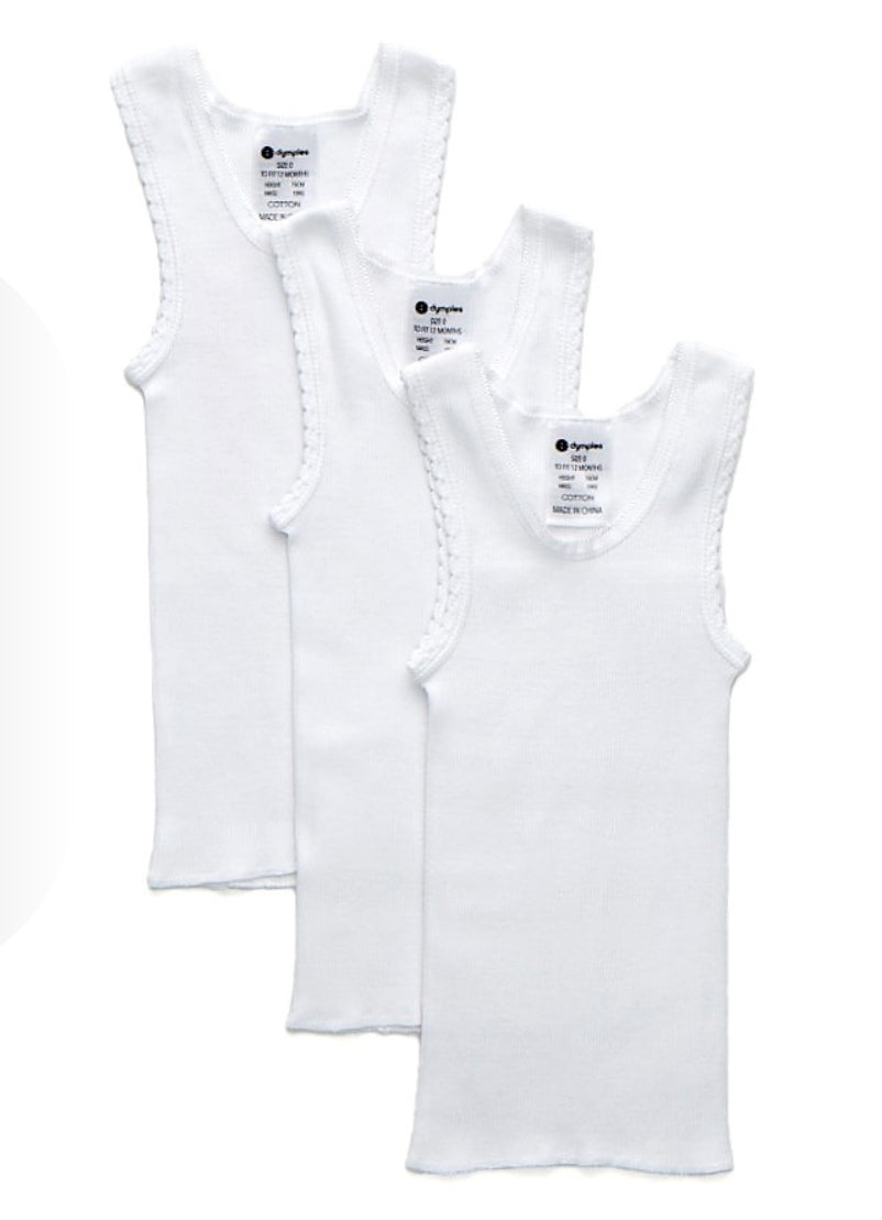 Dymples Baby Rib Singlets 3 Pack- Newborn