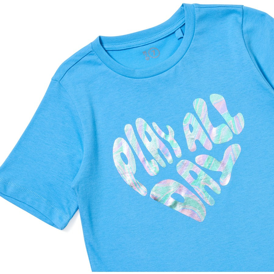 K-D Kids Play All Day Foil Print Tee - Blue