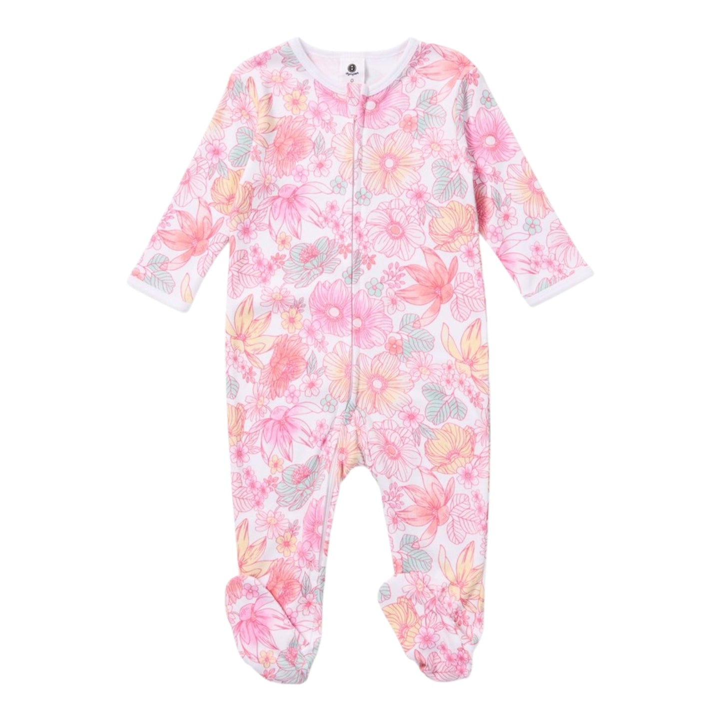 Dymples Baby Floral Print Zip Coverall - Pastel Pink