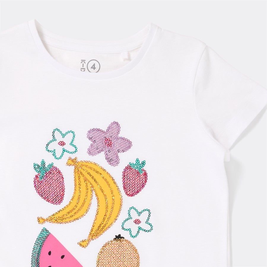 K-D Kids Sequin Tee - White