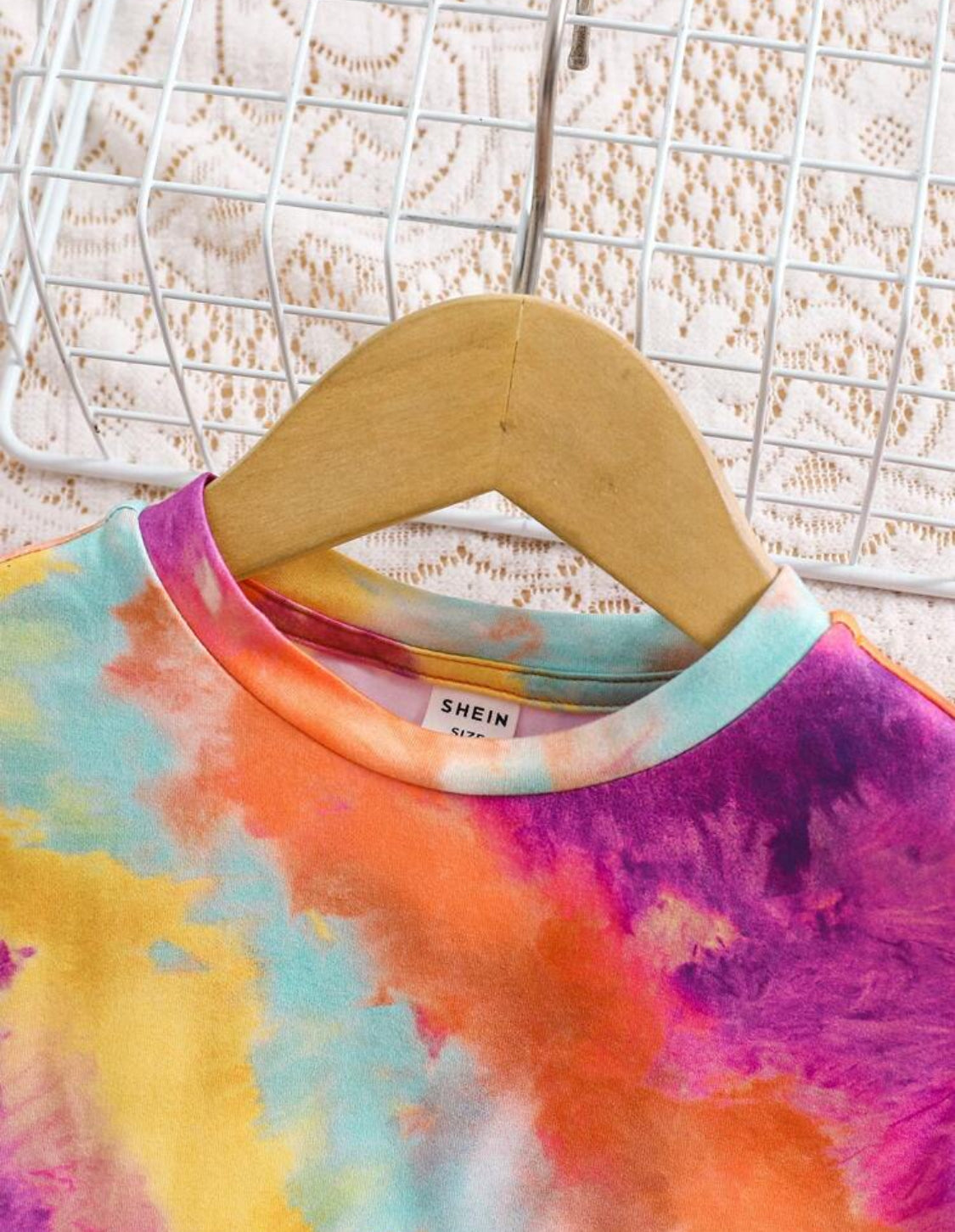 SHEIN Baby Girl Cute And Casual Tie-Dye Short Sleeve Knit Loose T-Shirt With Elastic Waist Shorts Set, Summer