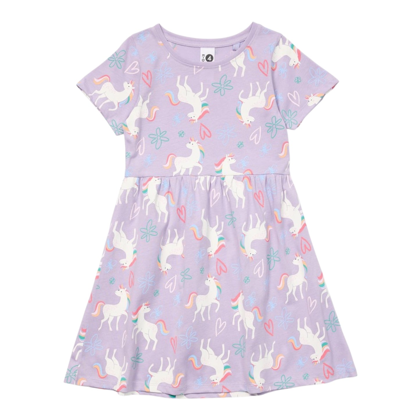 K-D Kids All Over Print Jersey Dress - Purple