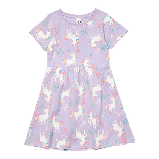 K-D Kids All Over Print Jersey Dress - Purple