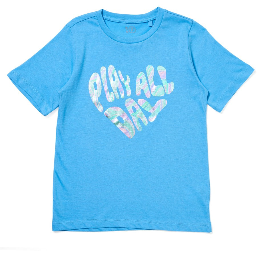 K-D Kids Play All Day Foil Print Tee - Blue