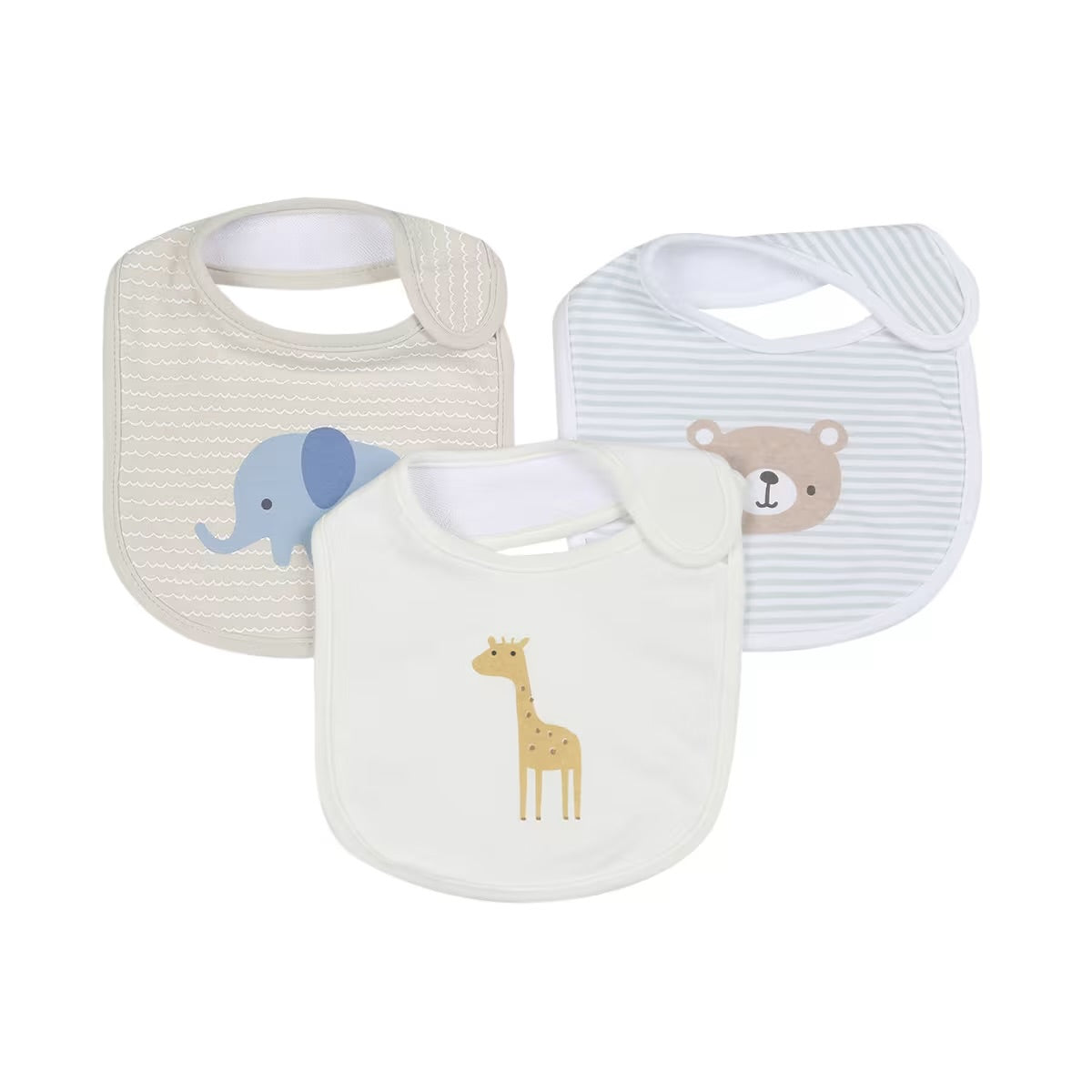 3 Pack Organic Cotton Bibs - Animals