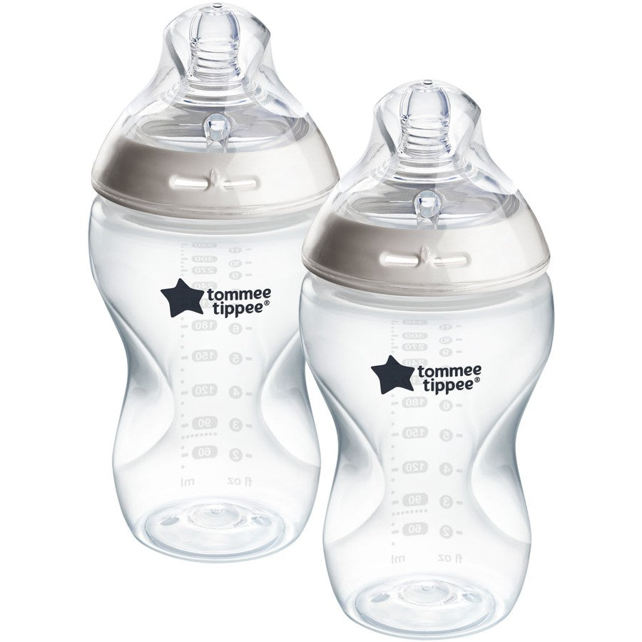 Tommee Tippee Baby Bottles, Natural Start Anti-Colic Baby Bottle with Medium Flow Breast-Like Teat 340ml 0m+ Self-Sterilising 2 Pack