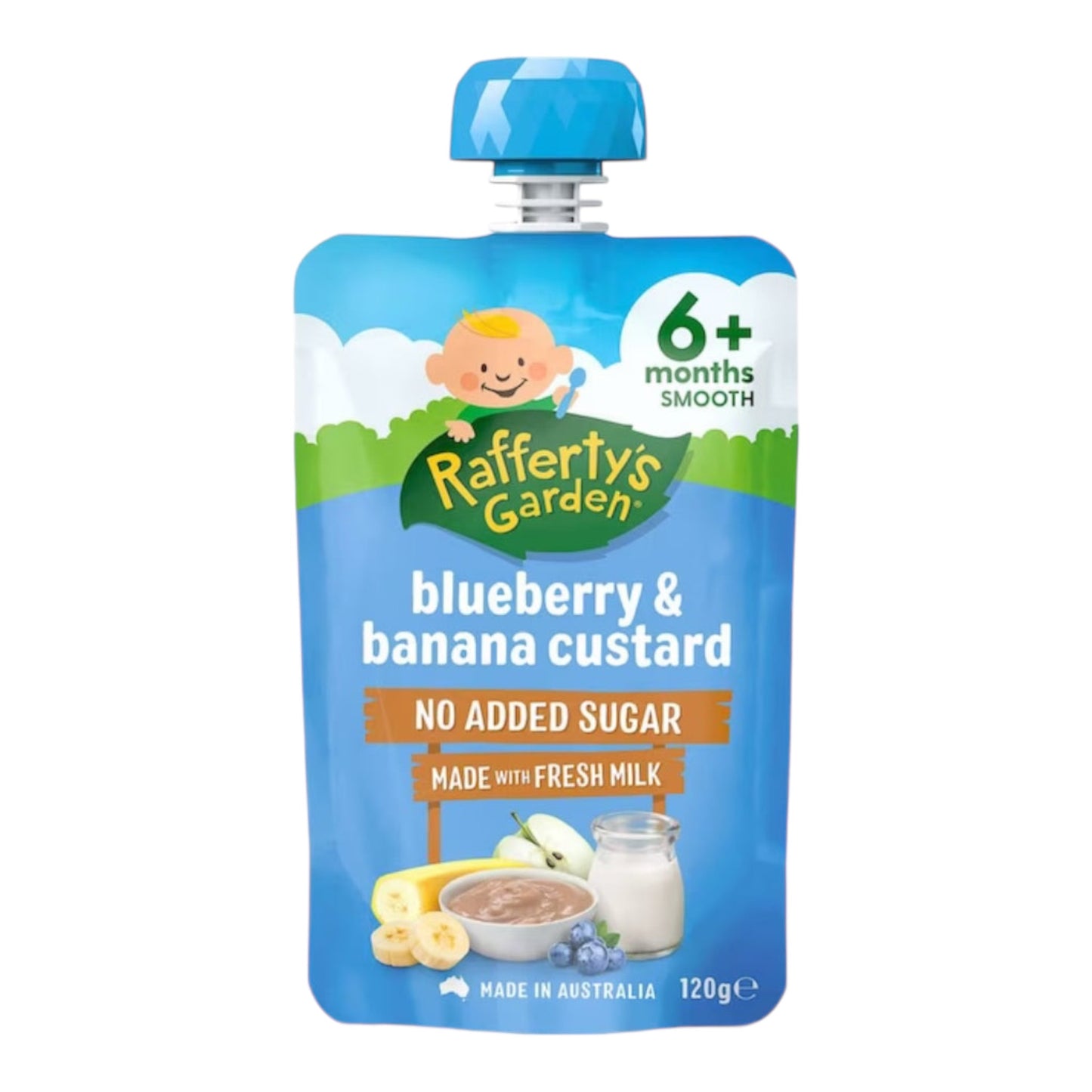 Rafferty's Garden Blueberry & Banana Custard Baby Food Pouch 6+ Months 120g