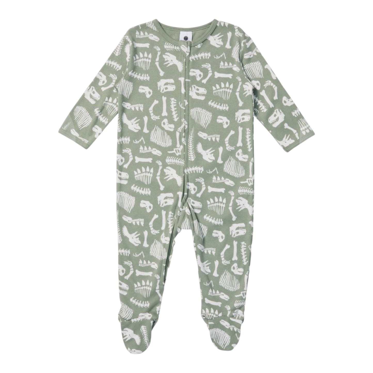 Dymples Baby Organic Cotton Print Zip Coverall - Sage Green