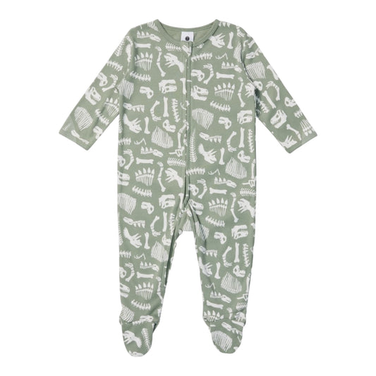 Dymples Baby Organic Cotton Print Zip Coverall - Sage Green