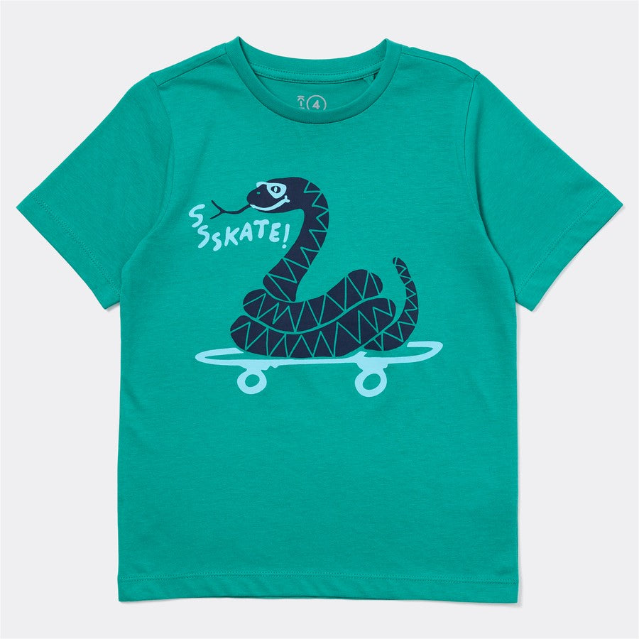 K-D Kids Snake Print Tee - Green