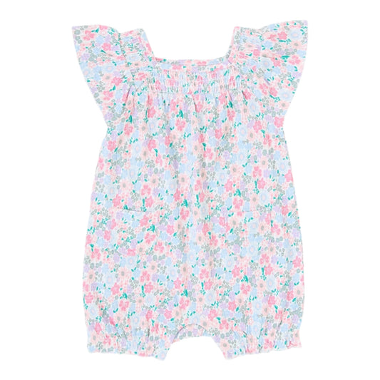 Crinkle Romper- Wht Flrl