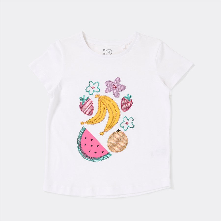 K-D Kids Sequin Tee - White