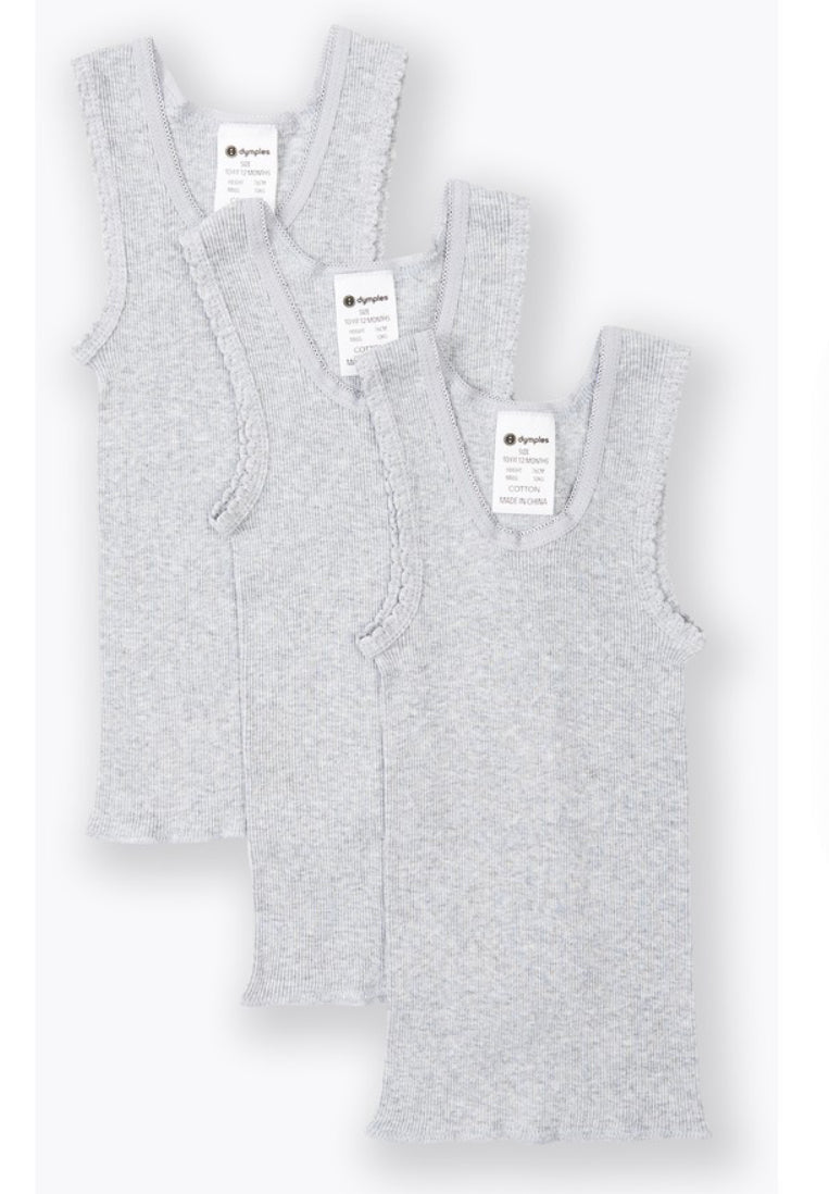 Dymples Baby Rib Singlets 3 Pack- Newborn