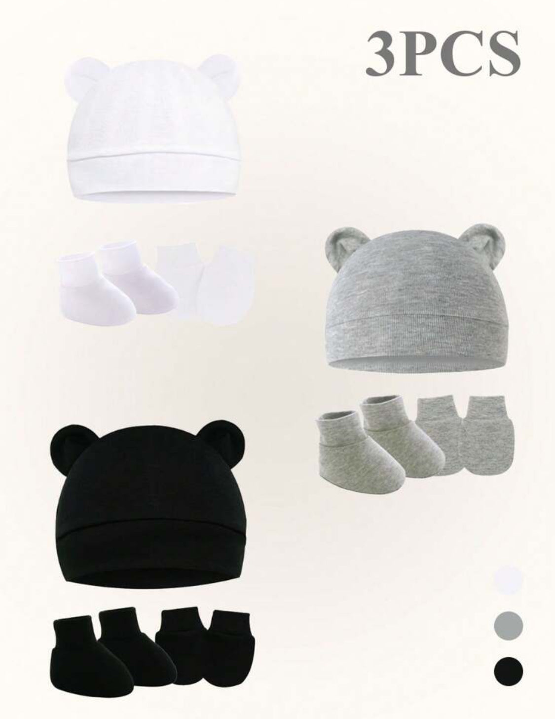 3pcs/Set Newborn Baby Soft Comfortable Classic Hat, Gloves And Socks Set, Suitable For Indoor And Outdoor Use