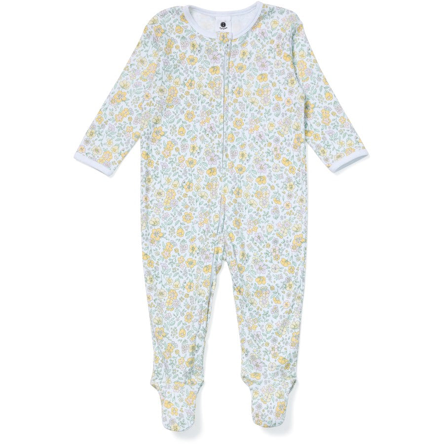 Dymples Baby Organic Cotton Floral Print Coverall - White