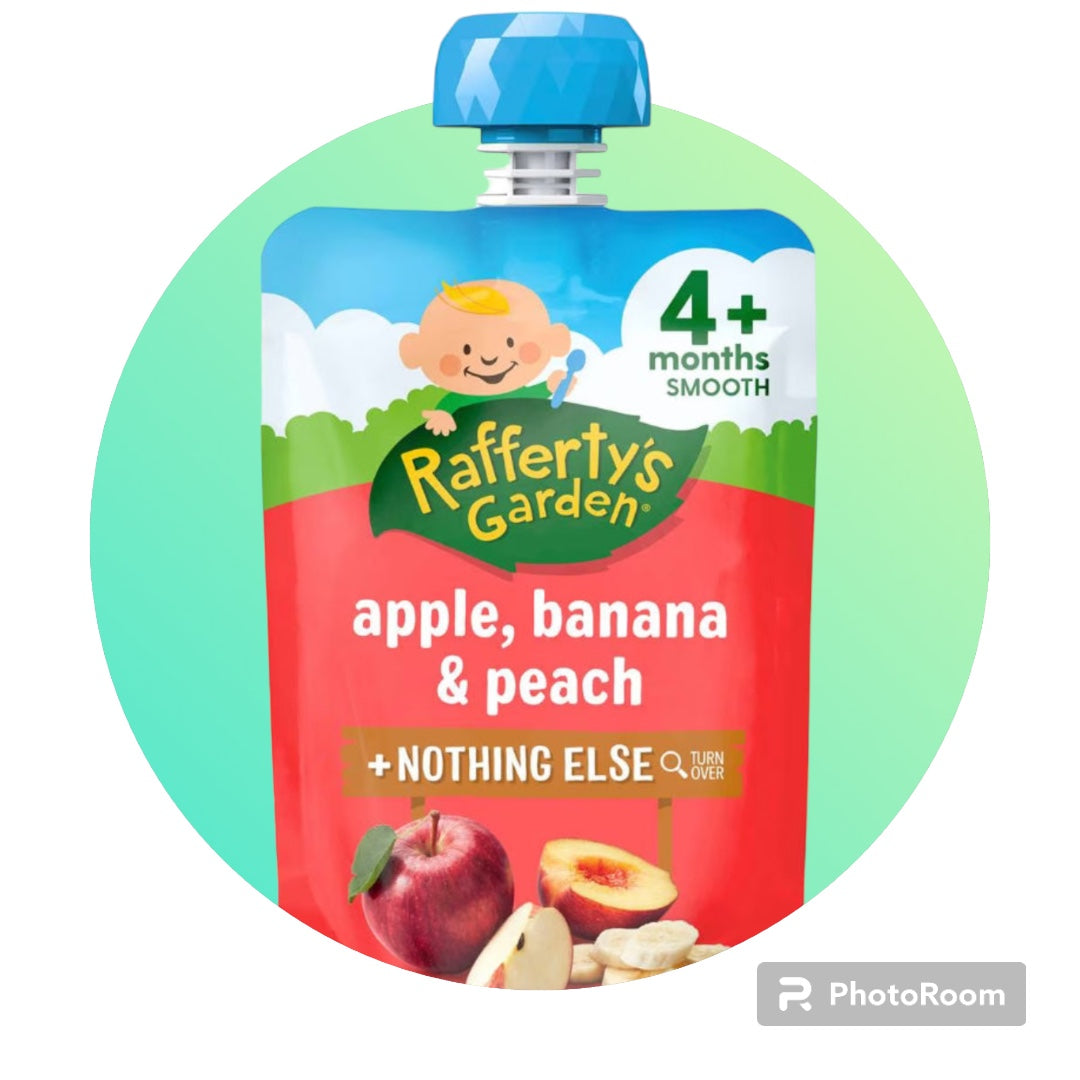 Rafferty's Garden Baby Food Pouch Apple, Banana & Peach Nothing Else 4+ Months 120g