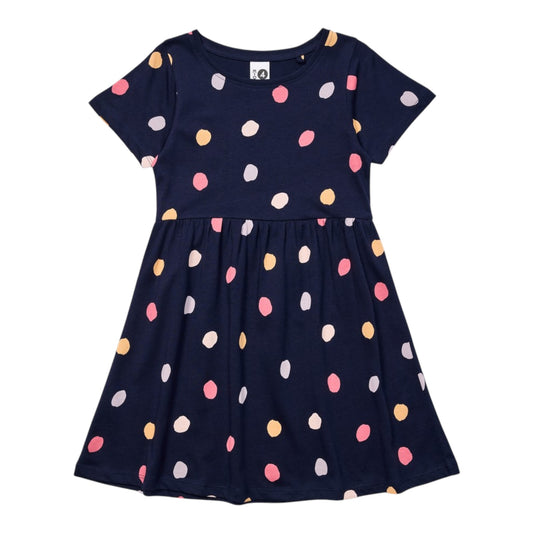 K-D Kids All Over Print Jersey Dress - Peacoat