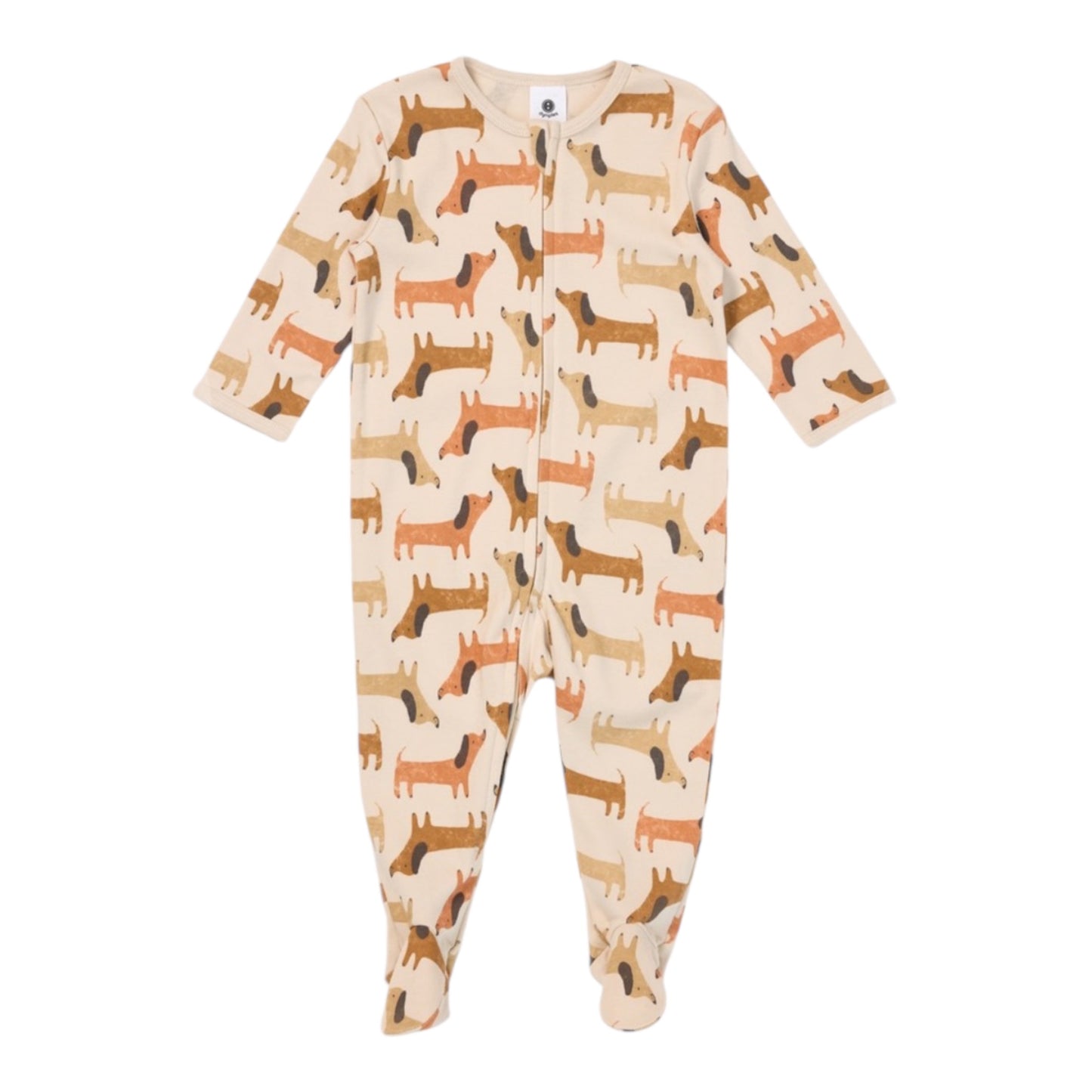 Dymples Baby Organic Cotton Dog Print Coverall - Brown