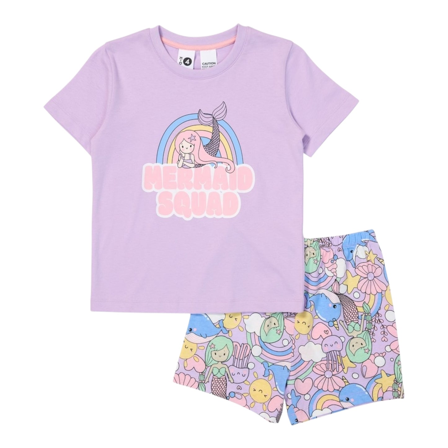 K-D Kids Short Sleeve Knit Pyjama Set - Purple