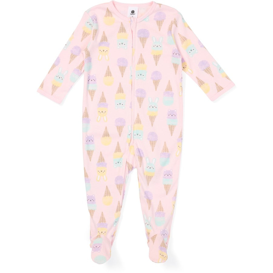 Dymples Baby Ice Cream Print Organic Cotton Coverall - Pink