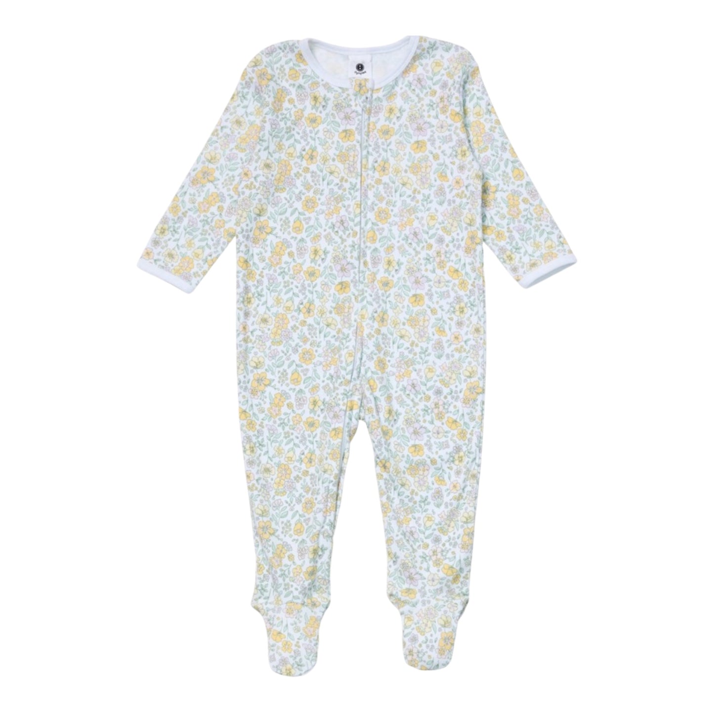 Dymples Baby Organic Cotton Floral Print Coverall - White