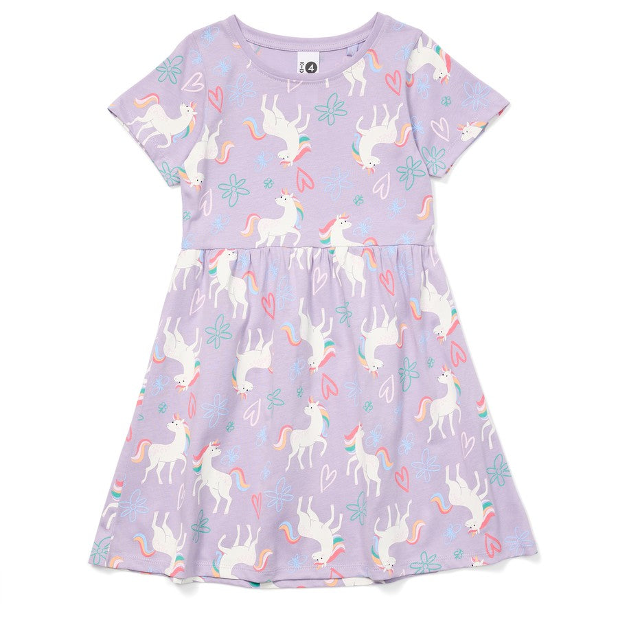 K-D Kids All Over Print Jersey Dress - Purple