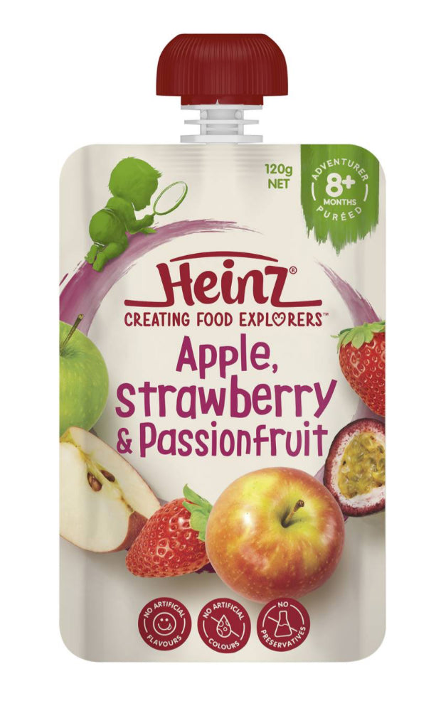 Heinz Baby Food 8+ Months Apple, Strawberry & Passionfruit 120g