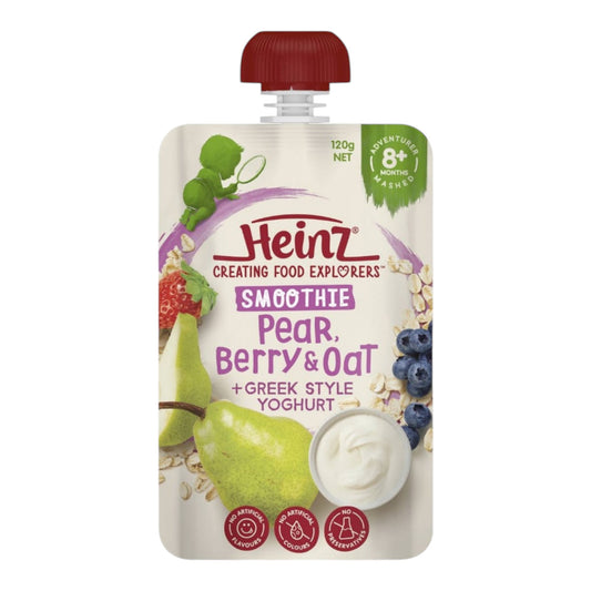 Heinz Smoothie Pear, Berry, Oat, Greek Yoghurt Baby Food 8+ M 120g