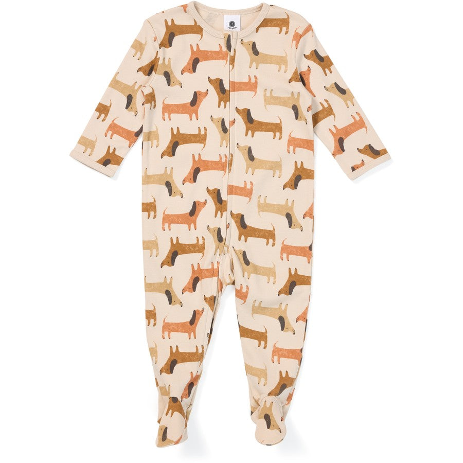 Dymples Baby Organic Cotton Dog Print Coverall - Brown