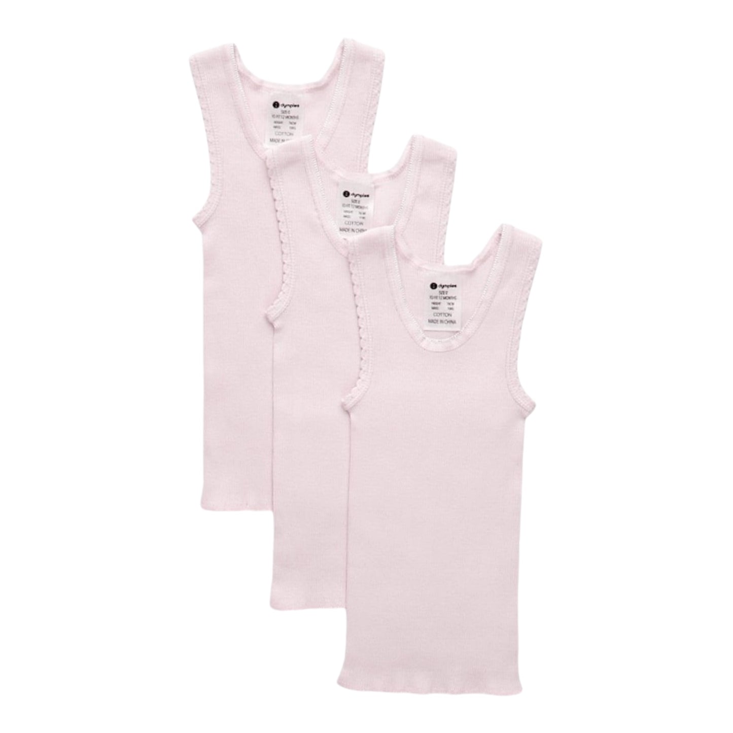 Dymples Baby Rib Singlets 3 Pack- Newborn