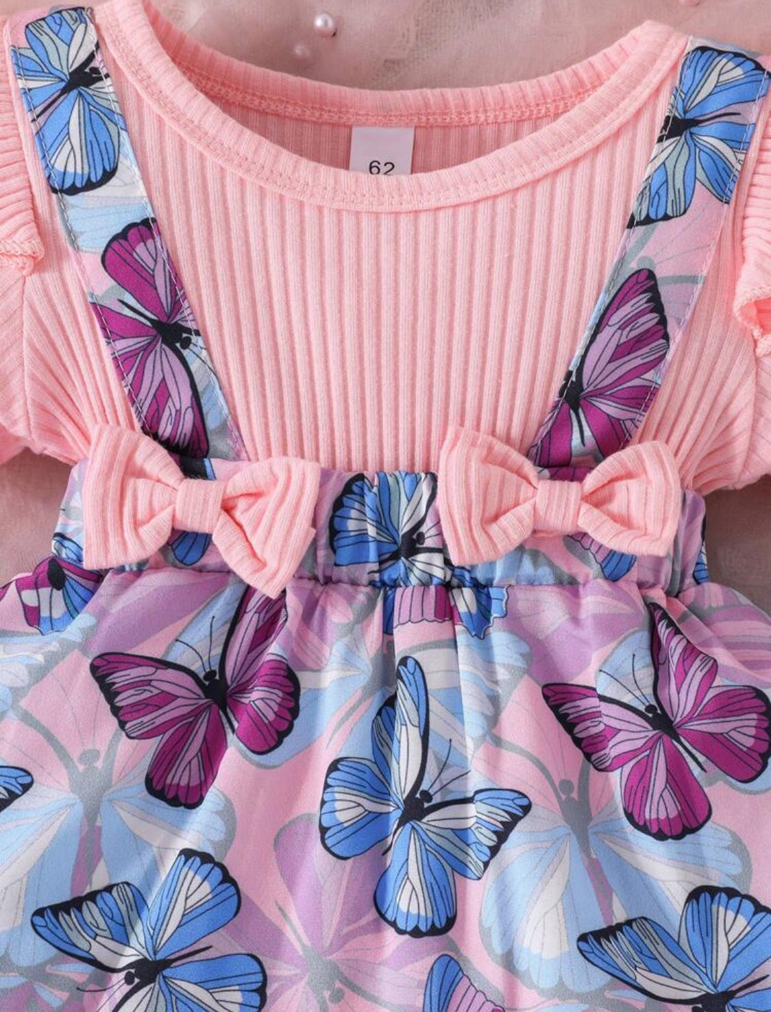 Summer Baby Girls Short Sleeve Cute Butterfly Printed Skirted Bodysuit