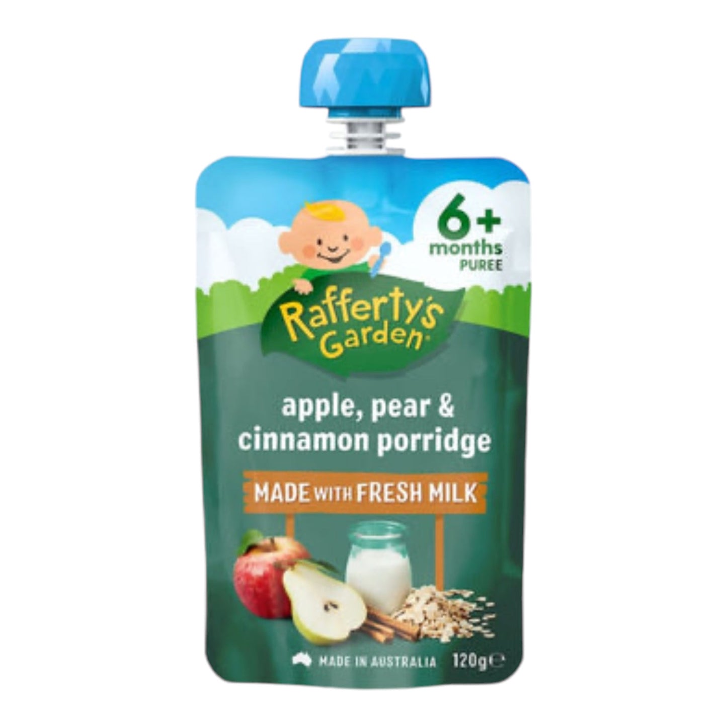 Rafferty's Garden Baby Food Pouch Apple, Pear & Cinnamon Porridge 6+ Months 120g