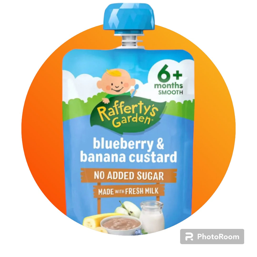 Rafferty's Garden Blueberry & Banana Custard Baby Food Pouch 6+ Months 120g