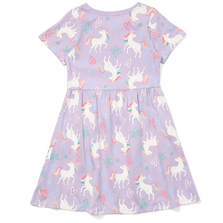 K-D Kids All Over Print Jersey Dress - Purple